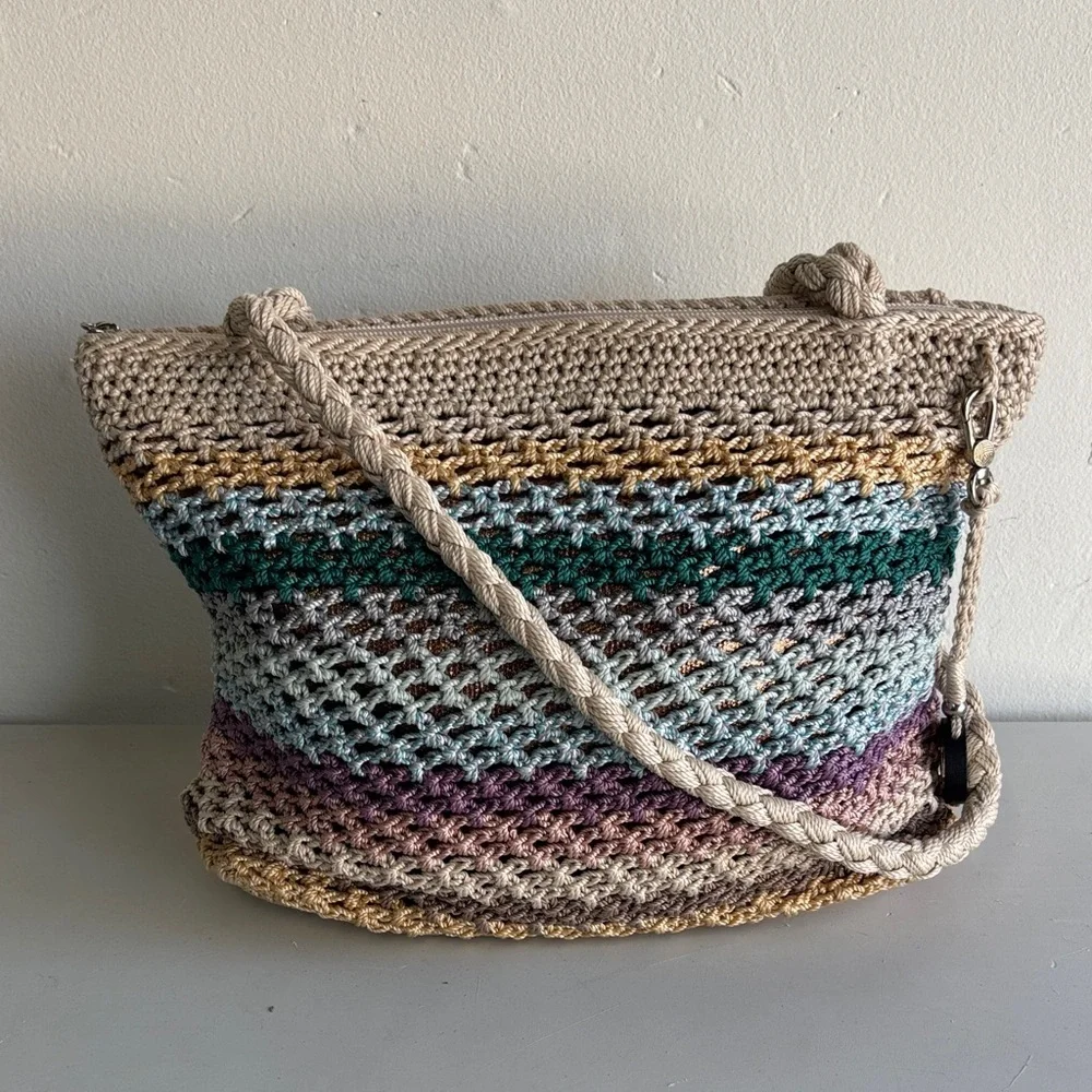 The Sak crochet bag tote and wristlet Combo set